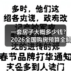 一套房子大概多少钱？2026全国购房预算全解析（图2）