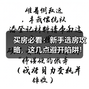 买房必看:新手选房攻略,这几点避开陷阱!(图3) 买房必看:新手选房攻略,这几点避开陷阱!(图3)